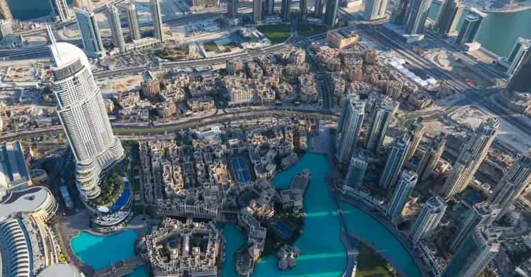 Dubai skyline from above representing expat life and urban isolation